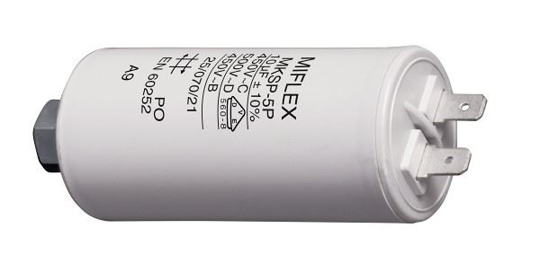 Obrázek zboží 10uF/450V motorový kondenzátor MKSP-5P - fastony, 35x65 (35x83) mm