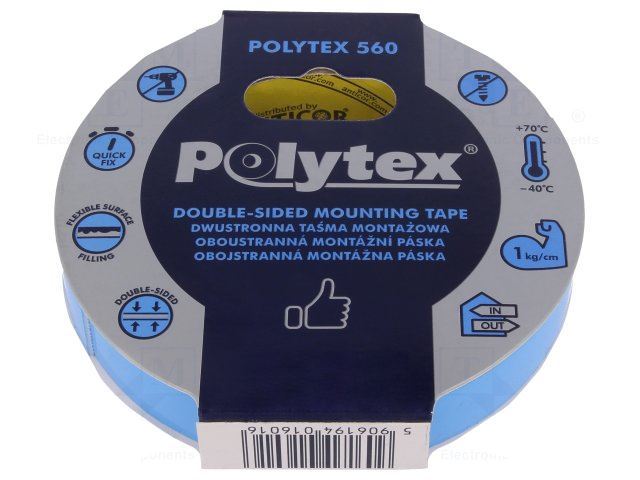 Obrázek zboží Oboustranná lepící pěnová páska ANTICOR POLYTEX 560, šíře19mm, 10m