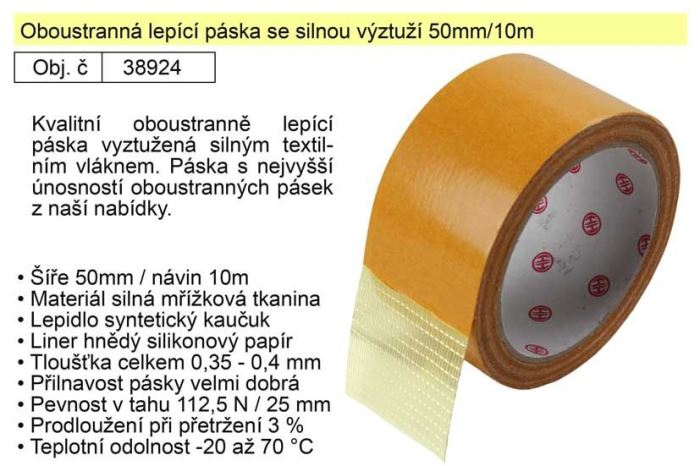 Obrázek zboží Lepící páska oboustranná se silnou výztuží 50mmx10m