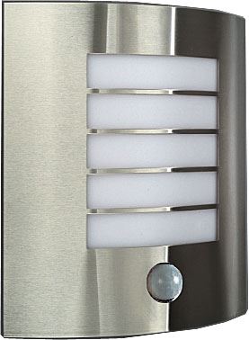Obrázek zboží Nástěnné svítidlo s PIR čidlem nerezové, žárovka E27 230V/60W
