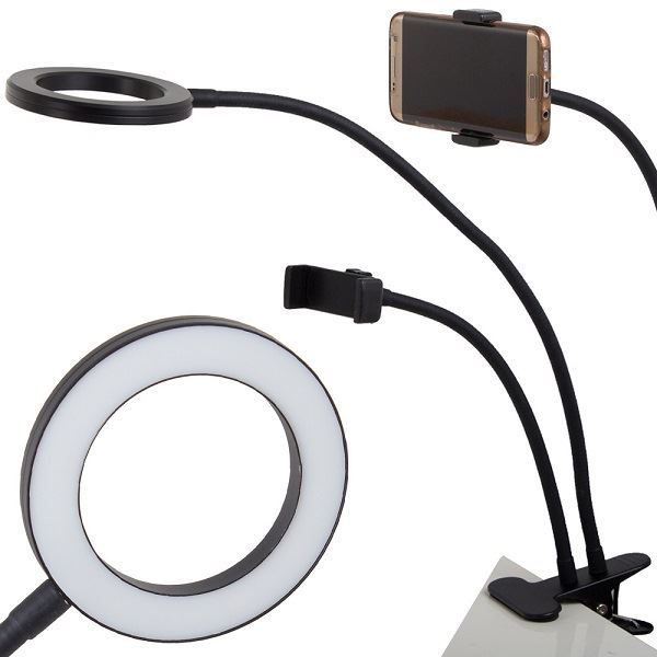 Obrázek zboží Lampa s klipem USB 24 LED + držák telefonu, černá