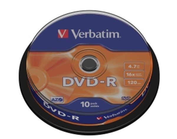 Obrázek zboží VERBATIM DVD-R(10-Pack)Spindl/MattSlvr/16x/4.7GB