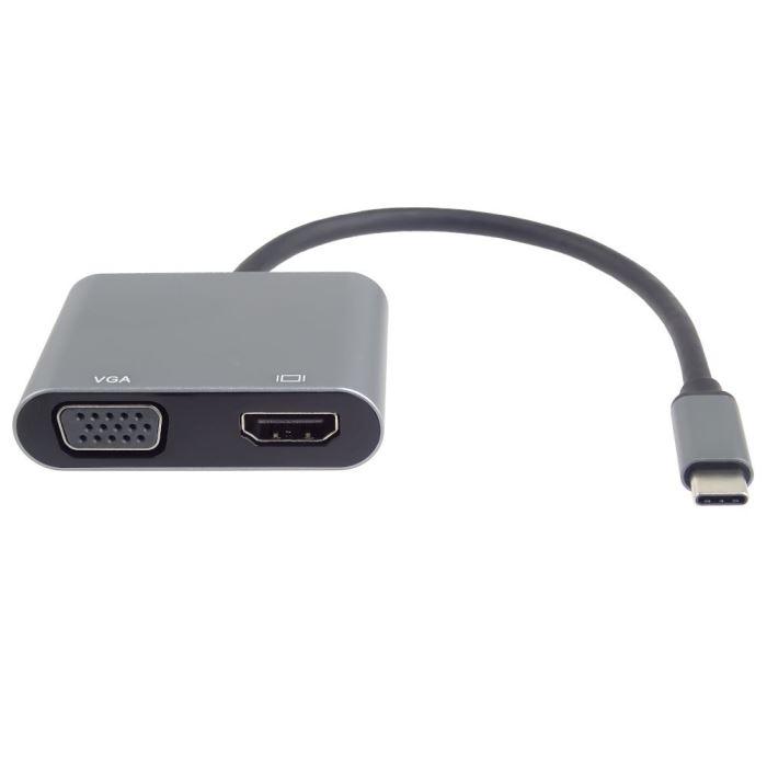 MST adaptér USB-C na HDMI + VGA, rozlišení 4K a FULL HD 1080p