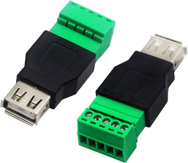USB zdířka A se svorkovnicí