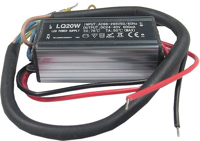Zdroj- LED driver 20W, 20-40V/600mA pro LED 20W ,IP65,napájení 230V