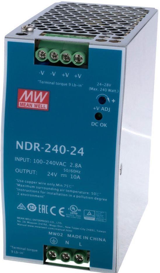 Obrázek zboží Průmyslový zdroj Mean Well NDR-240-24, 24V/240W spínaný na DIN lištu