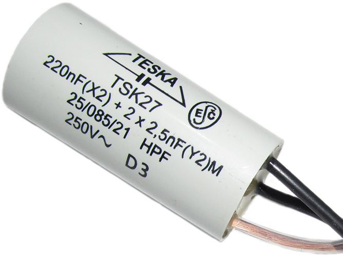 Odrušovací filtr TSK27 220n+2x2n2 250VAC/6A 3vývody