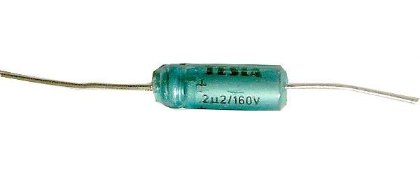 2u2/160V TF013, elektrolyt.kondenzátor axiální