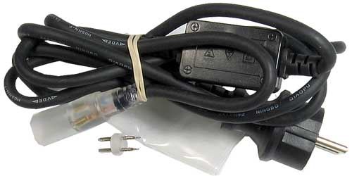 Ilustrační foto Napájecí koncovka s vidlicí 230VAC/DC pro LED kabel Obrázek zboží Napájecí koncovka s vidlicí 230VAC/DC pro LED kabel