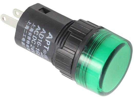Kontrolka 12V LED 19mm, AD16-16E, zelená