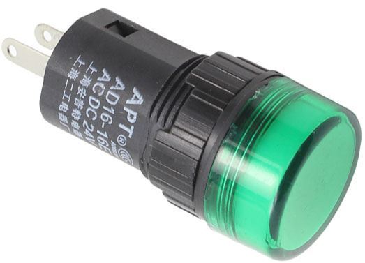 Kontrolka 24V LED 19mm, AD16-16E, zelená