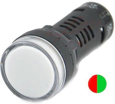 Kontrolka 230V LED 19mm AD16-22SS, červená+zelená