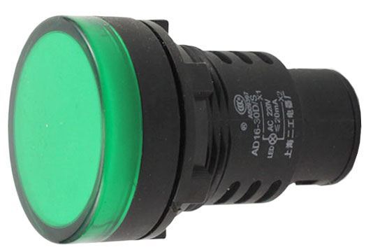 Kontrolka 230V LED 37mm AD16-30DS, zelená