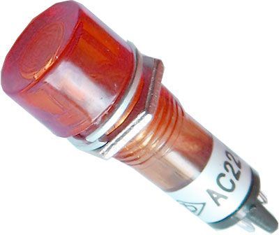 Kontrolka 230V s doutnavkou, červená do otvoru 10mm