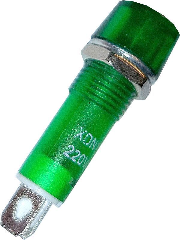 Kontrolka 230V s doutnavkou XDN1, zelená do otvoru 10mm