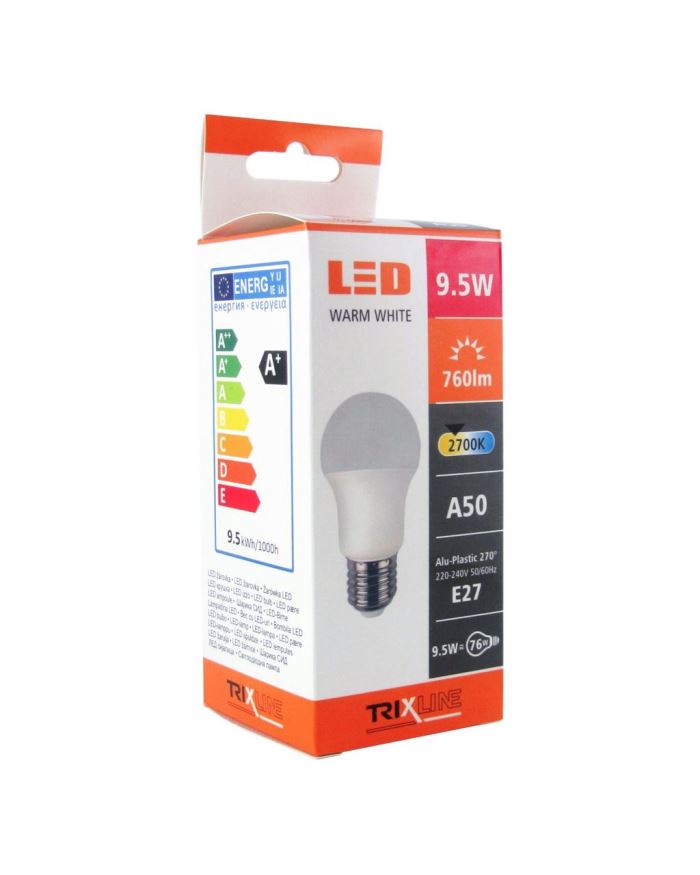 Žárovka LED TRIXLINE 9,5W E27 A50 teplá bílá