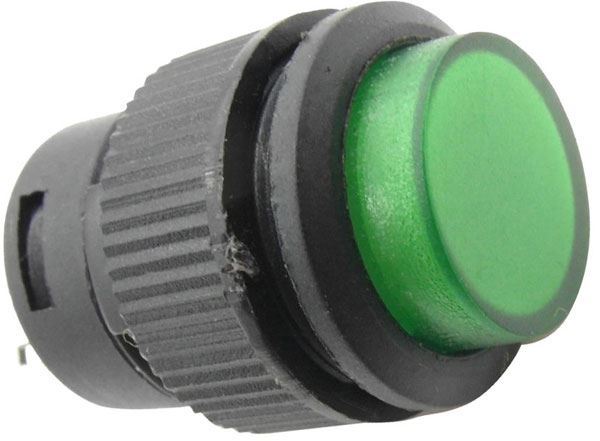 Ilustrační foto Tlačítko R16-503BD 1pól. OFF-(ON) 250V/3A zelené prosvětlené Obrázek zboží Tlačítko R16-503BD 1pól. OFF-(ON) 250V/3A zelené prosvětlené