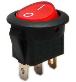 Vypínač kolébkový MIRS101-8, ON-OFF 1p.250V/6A červený, prosvětlený