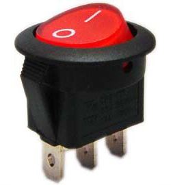 Přepínač kolébkový RS102-8C, ON-ON 1pol.červený 250V/6A