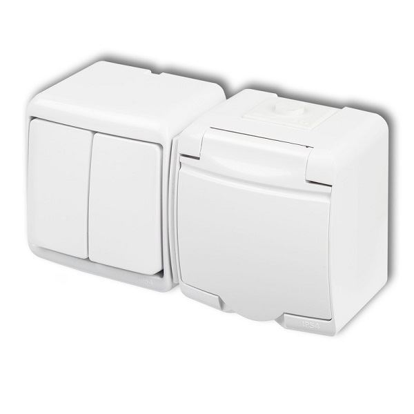 Zásuvka s vypínačem č.5, IP54, bílá, Karlik