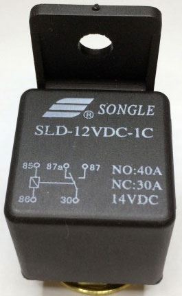 Relé auto Songle SLD-12VDC 12V/40A 28x28x25mm s třmínkem