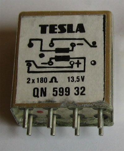 Relé QN59932 13,5V/0,067A bistabilní, Tesla Pardubice