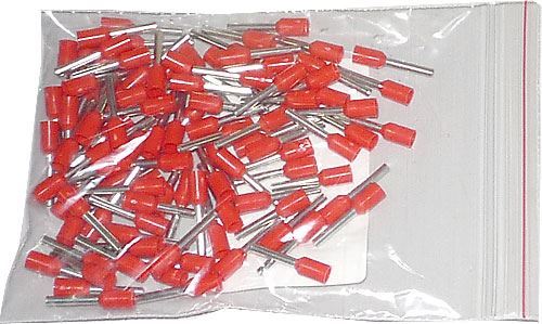 Dutinka pro kabel 1,5mm2 červená (E1510), balení 100ks