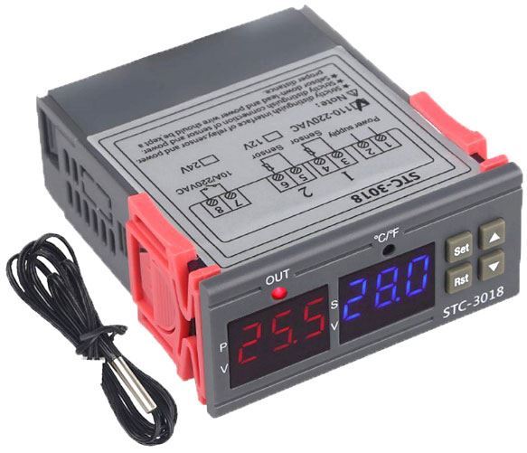 Digitální termostat STC-3018 rozsah -55°C~120°C, 12V DC