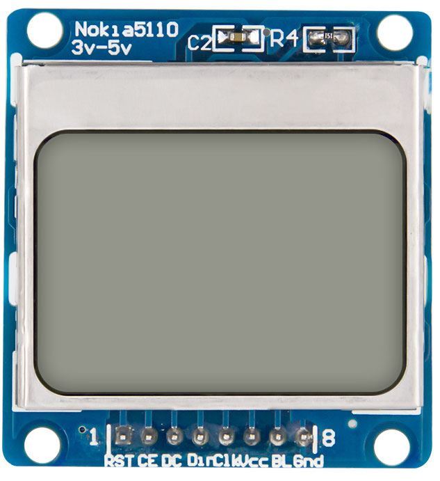 Ilustrační foto Displej LCD 84x48 znaků, Nokia5110, modré podsvícení Obrázek zboží Displej LCD 84x48 znaků, Nokia5110, modré podsvícení