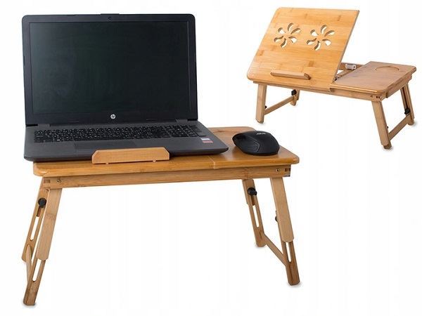 Chladící skládací stolek pro notebook bambusový