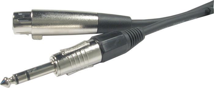 Kabel XLR 3P zdířka - Jack 6,3 stereo, 10m, OFC kabel 6mm