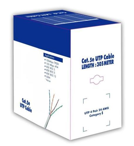 Kabel UTP Cat5 4páry, drát  AWG26 CCA, balení 305m, SAVIO