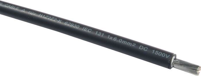 Solární kabel H1Z2Z2-K, 6mm2, 1500V, černý, 1m DOPRODEJ