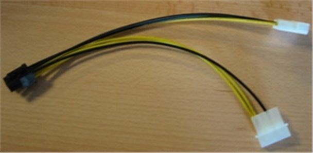 Ilustrační foto Redukce 6 PIN konektoru pro PCI-E karty ze zdroje Obrázek zboží Redukce 6 PIN konektoru pro PCI-E karty ze zdroje