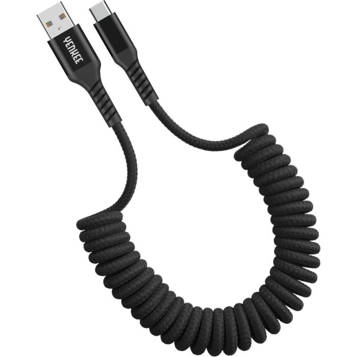 Kroucený kabel USB A / USB C, nylon, YENKEE YCU 500 BK