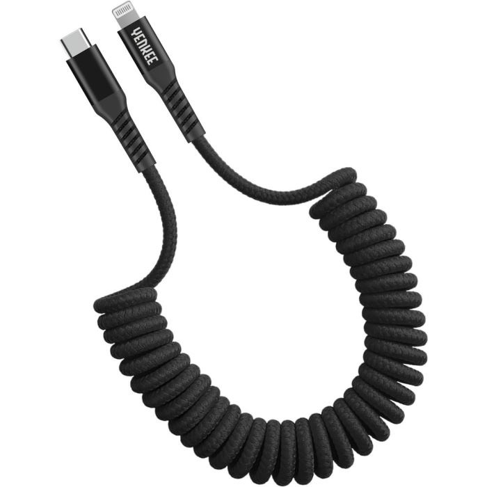 Kroucený kabel USB C / Lightning, nylon, YENKEE YCU 503 BK