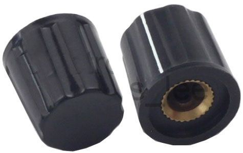 Přístrojový knoflík K16-2 19x16mm, hřídel 6mm, černý