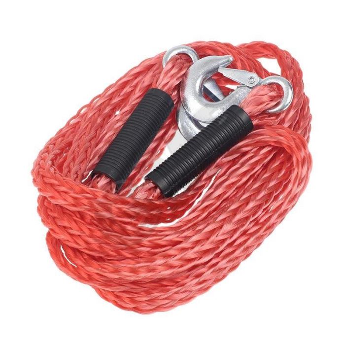 Tažné pružné lano 4m 3000Kg, červené s háky
