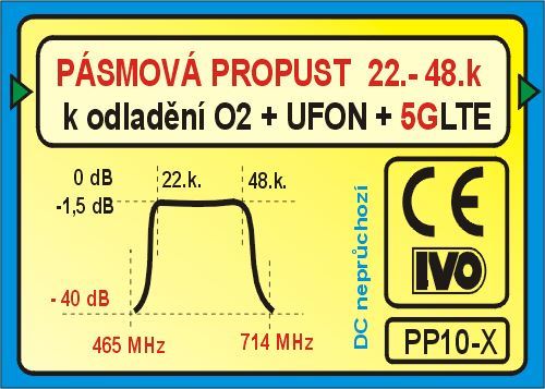 Pásmová propust UHF (22-48k), PP10-X k odladění 5GLTE