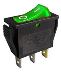 Obrázek zboží Vypínač kolébkový OFF-ON 1pol.250V/15A, zelený, prosvětlení 230V