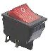 Obrázek zboží Vypínač kolébkový KCD2-201/N, ON-OFF 2pol.250V/15A červený