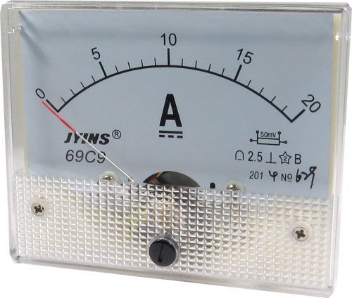 Analogový panelový ampérmetr 69C9 20A DC(50mV), bez bočníku
