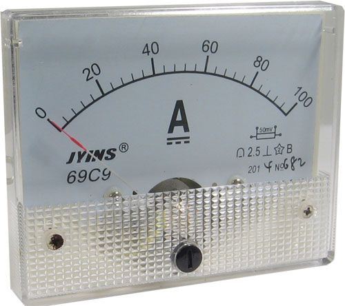 Analogový panelový ampérmetr 69C9 100A DC(50mV), bez bočníku