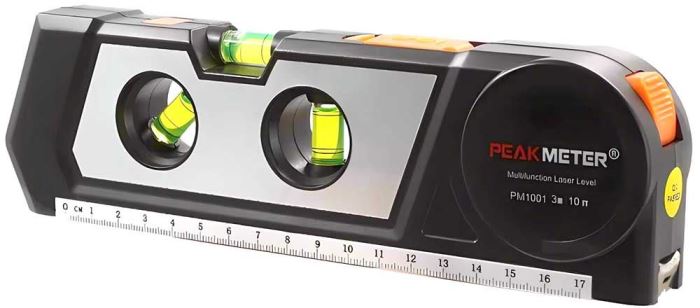 Laserová vodováha s metrem 3m, 2x laserová linka, PM1001