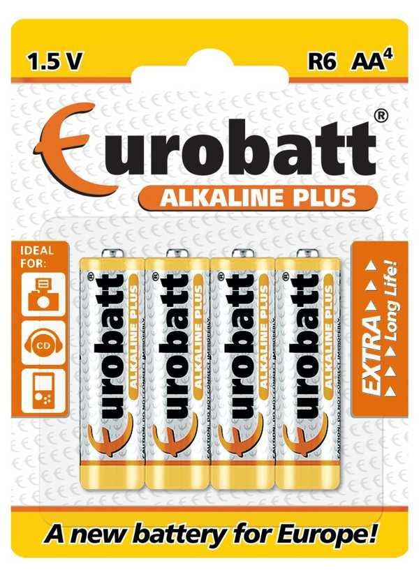 Baterie EUROBATT 1,5V AA (LR6) Alkaline Plus, blistr 4ks