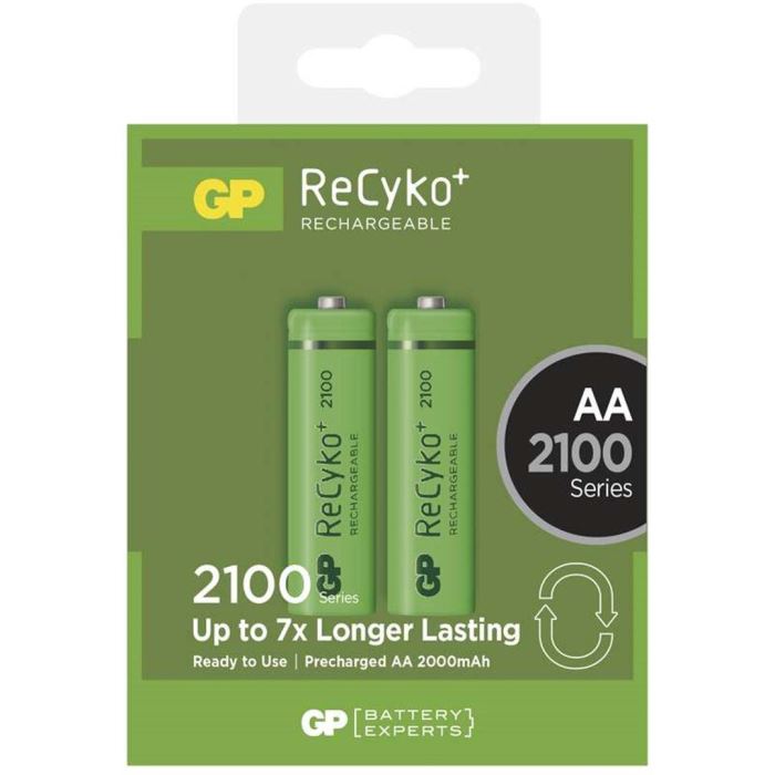 Ilustrační foto Nabíjecí baterie NiMH GP RECYKO AA (2100mAh) - 2ks Obrázek zboží Nabíjecí baterie NiMH GP RECYKO AA (2100mAh) - 2ks