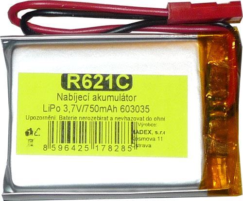 Akumulátor LiPo 3,7V/750mAh 603035 /Nabíjecí baterie Li-Pol/