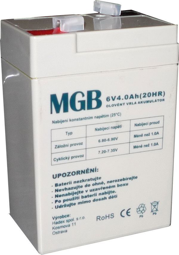 Pb akumulátor MGB VRLA AGM 6V/4Ah