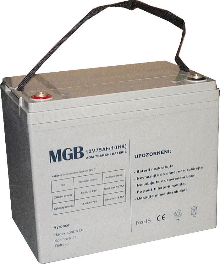 Pb akumulátor MGB VRLA AGM 12V/75Ah polotrakční