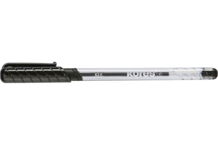 Pero kuličkové Kores K2 Pen, 0,7 mm, transparentní, trojhranné, černé